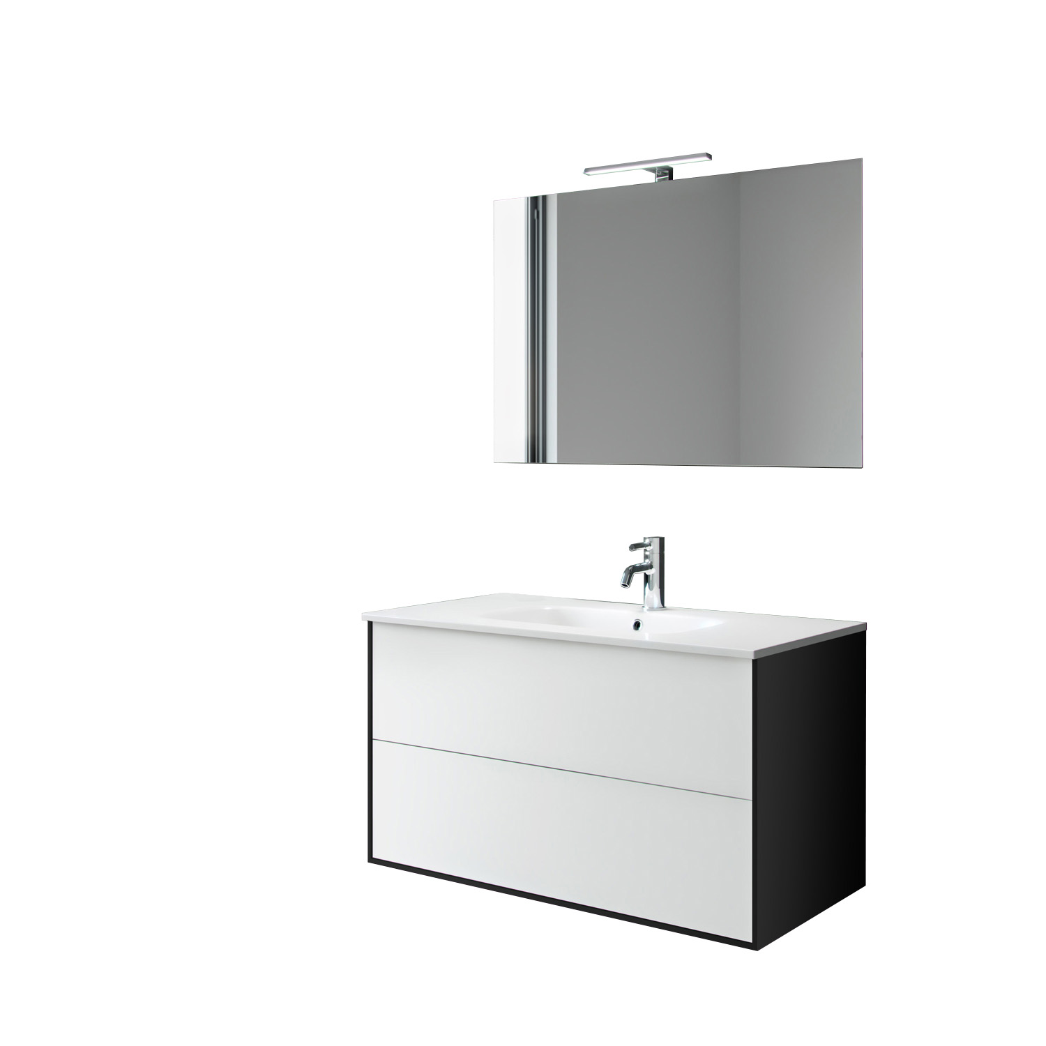Image of Mobile bagno composizione 4 pezzi L.91 P.46,5 H.190 cm IGEA colore bianco opaco