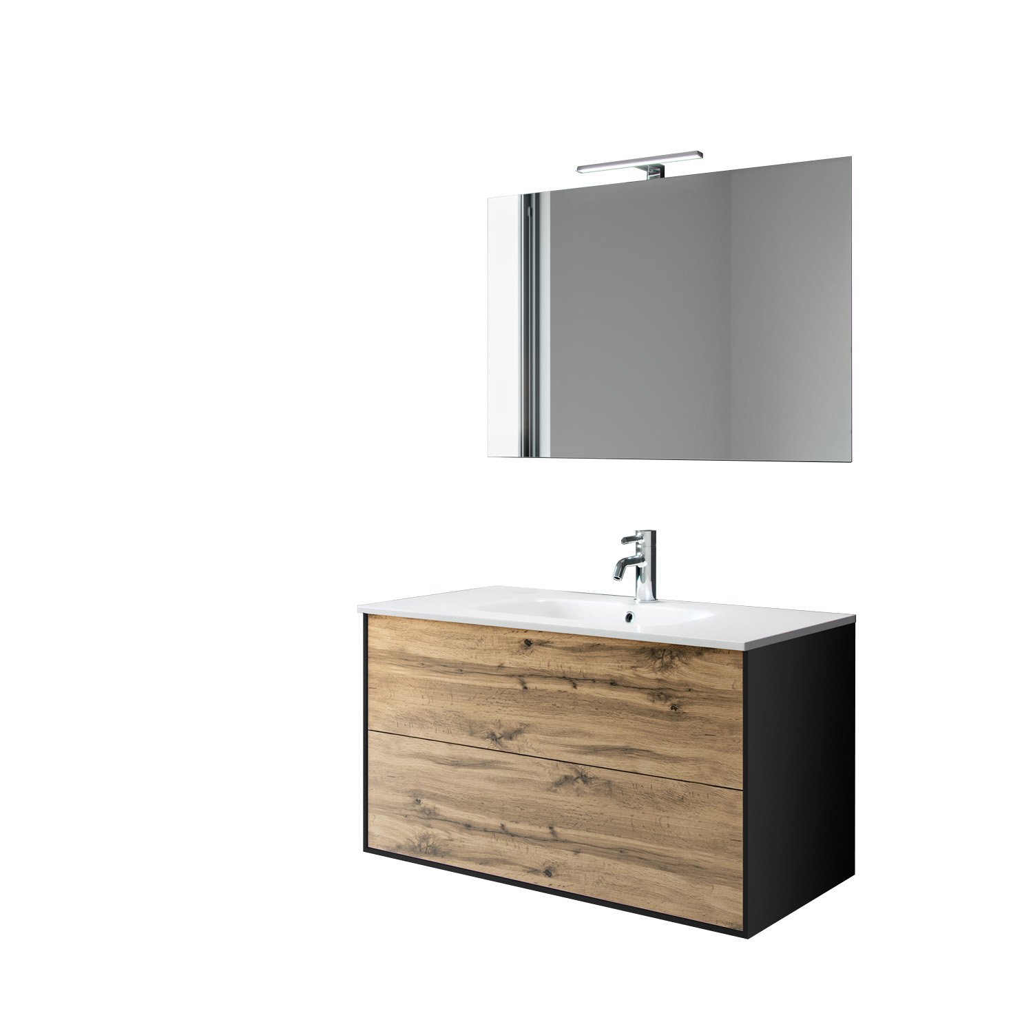 Image of Mobile bagno composizione 4 pezzi L101 P.46,5 H.190 cm IGEA colore rovere miele