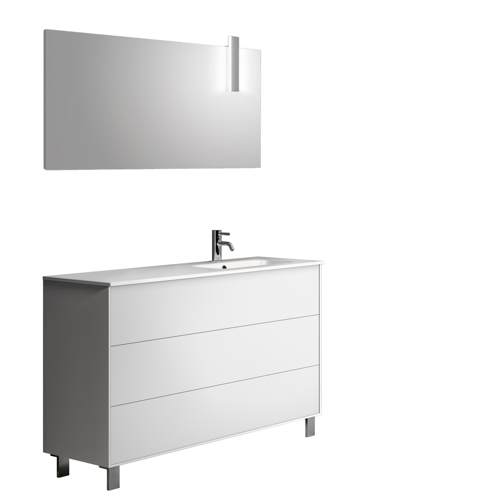 Image of Mobile bagno composizione vasca DX 4 pezzi L.121 P.46,5 H.190 cm IGEA colore bianco opaco