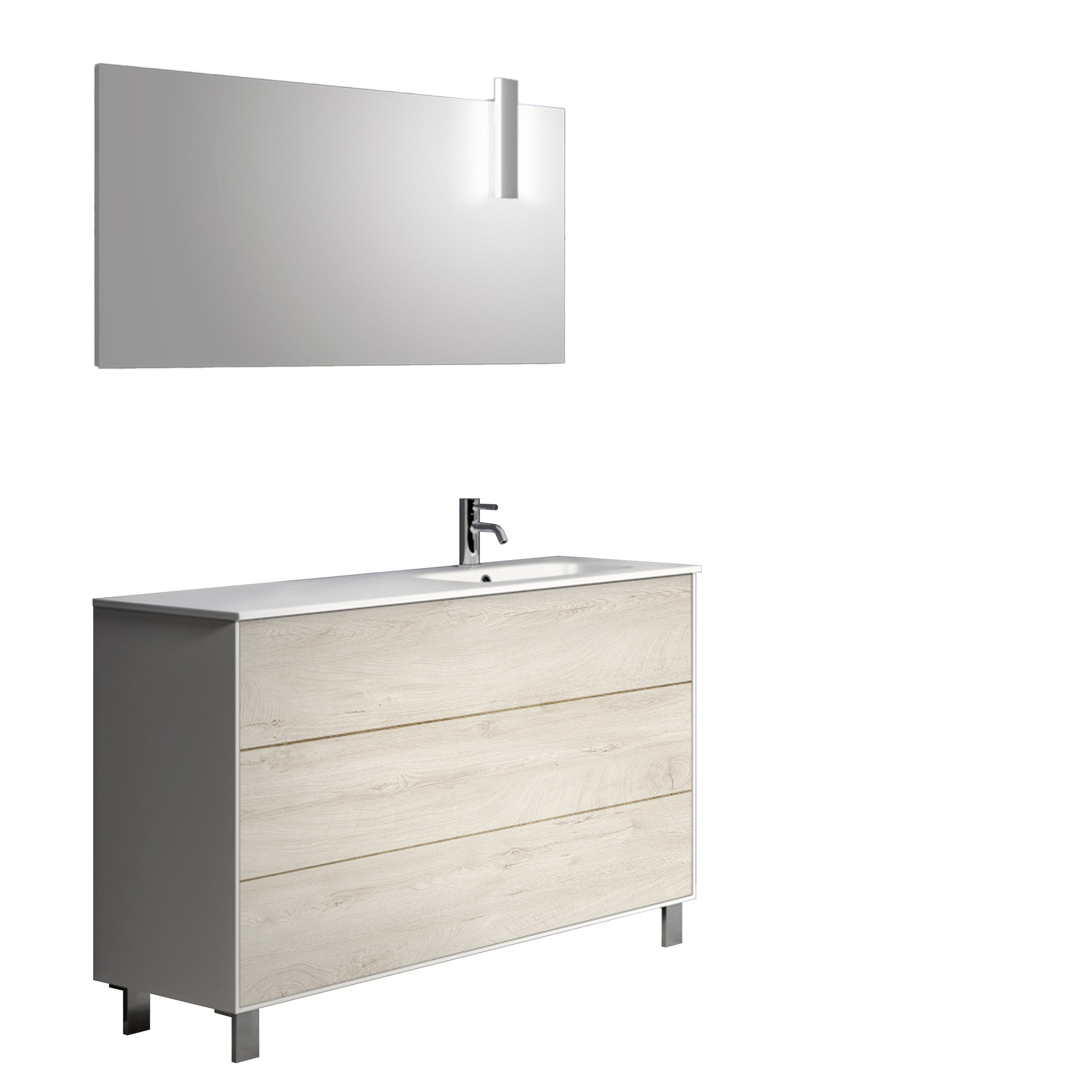 Image of Mobile bagno composizione vasca DX 4 pezzi L.121 P.46,5 H.190 cm IGEA colore rovere alaska