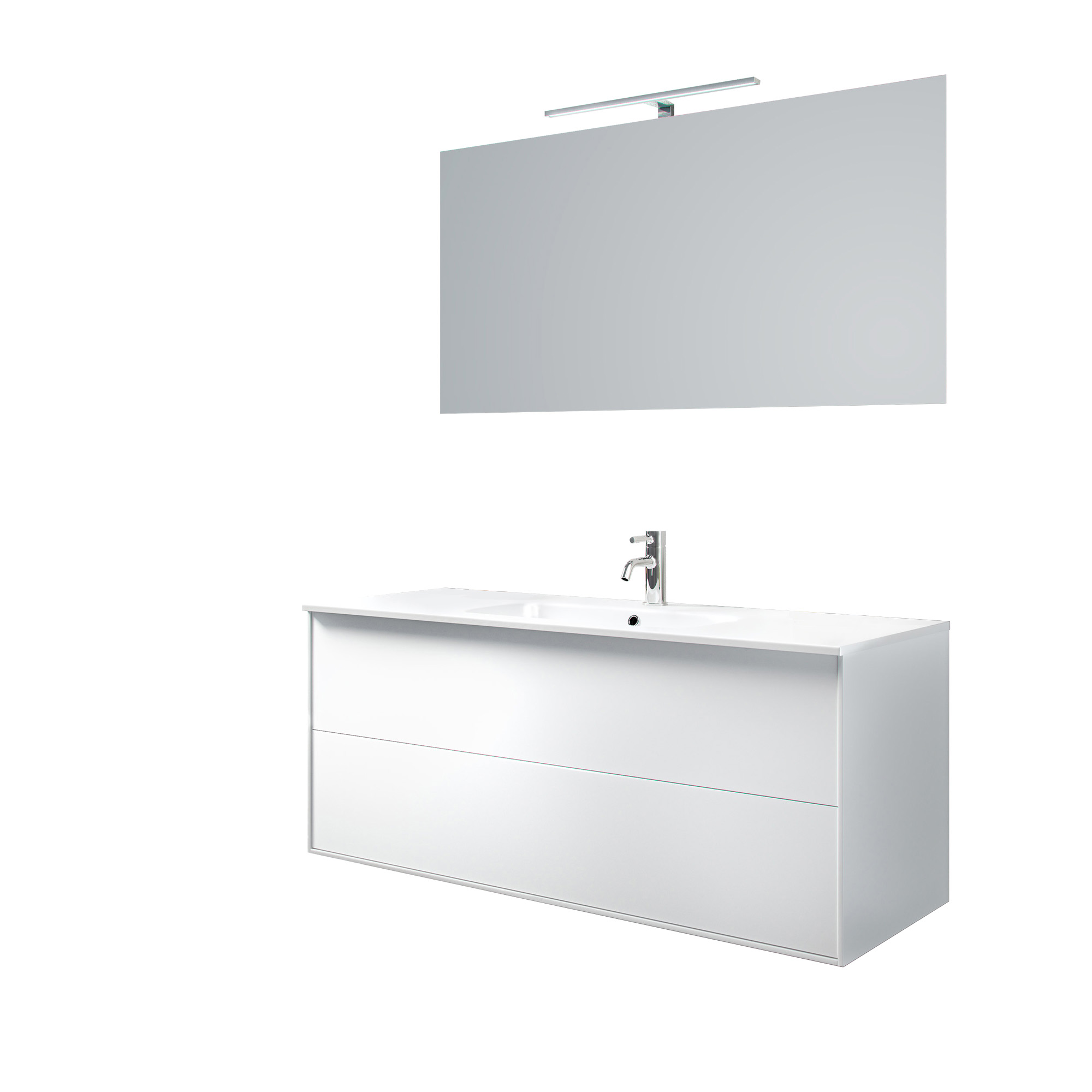 Image of Mobile bagno composizione 4 pezzi L.121 P.46,5 H.190 cm IGEA colore bianco opaco