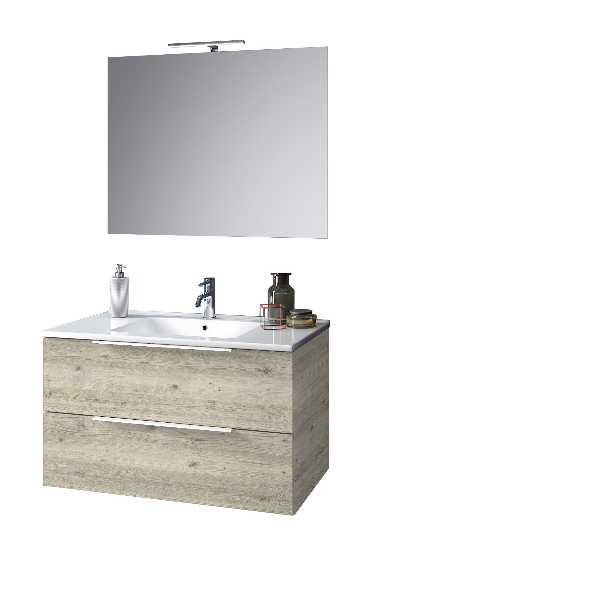 Image of Mobile bagno composizione 4 pezzi L.91 P.46,5 H.190 cm LARISSA colore pino artico
