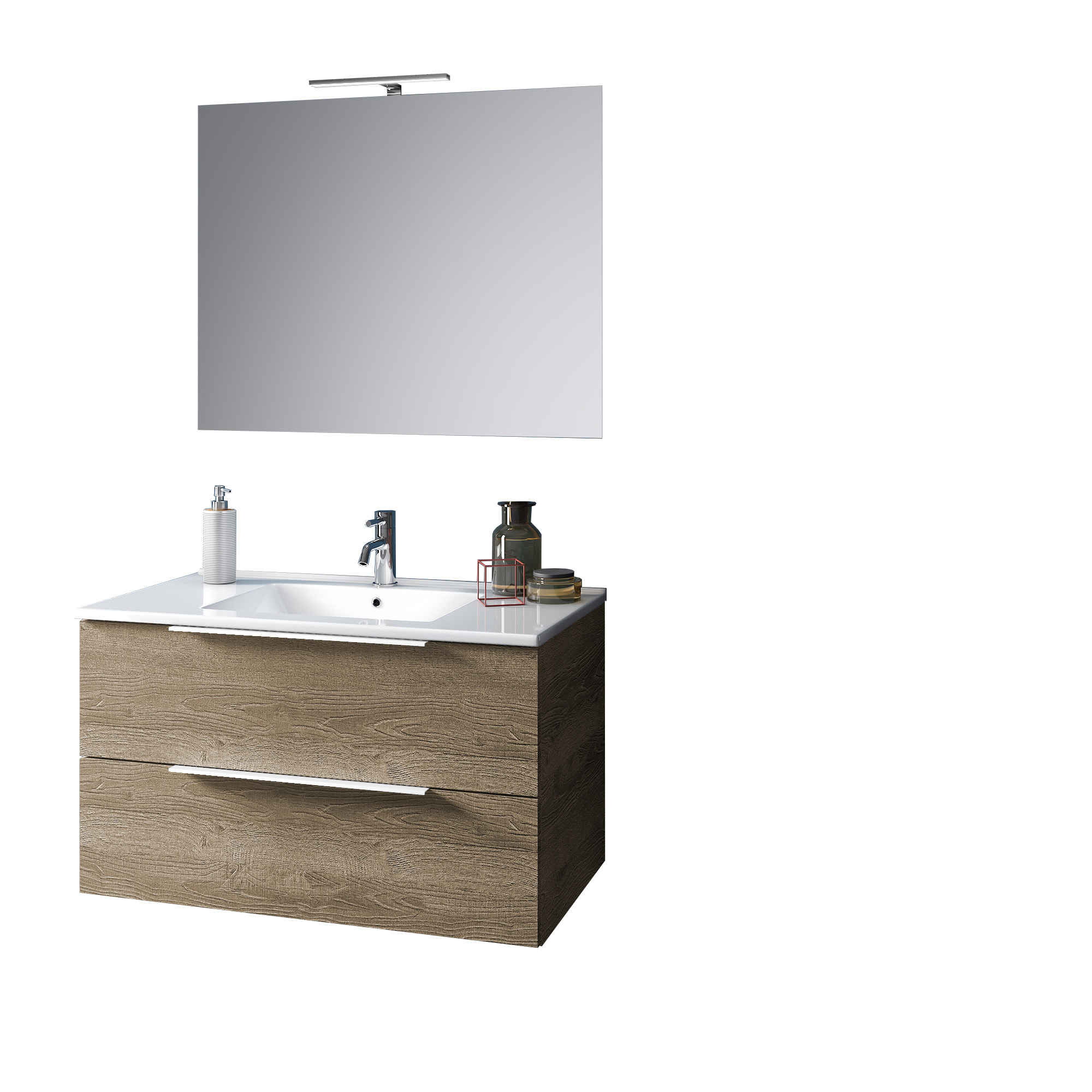 Image of Mobile bagno composizione 4 pezzi L.91 P.46,5 H.190 cm LARISSA colore rovere miele
