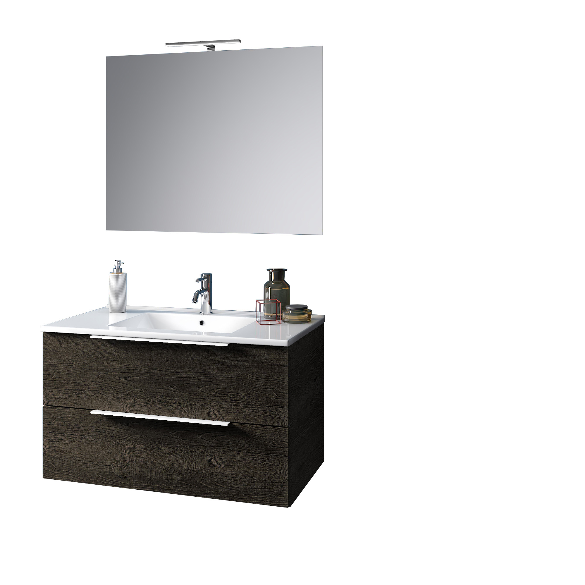 Image of Mobile bagno composizione 4 pezzi L.91 P.46,5 H.190 cm LARISSA colore testa di moro