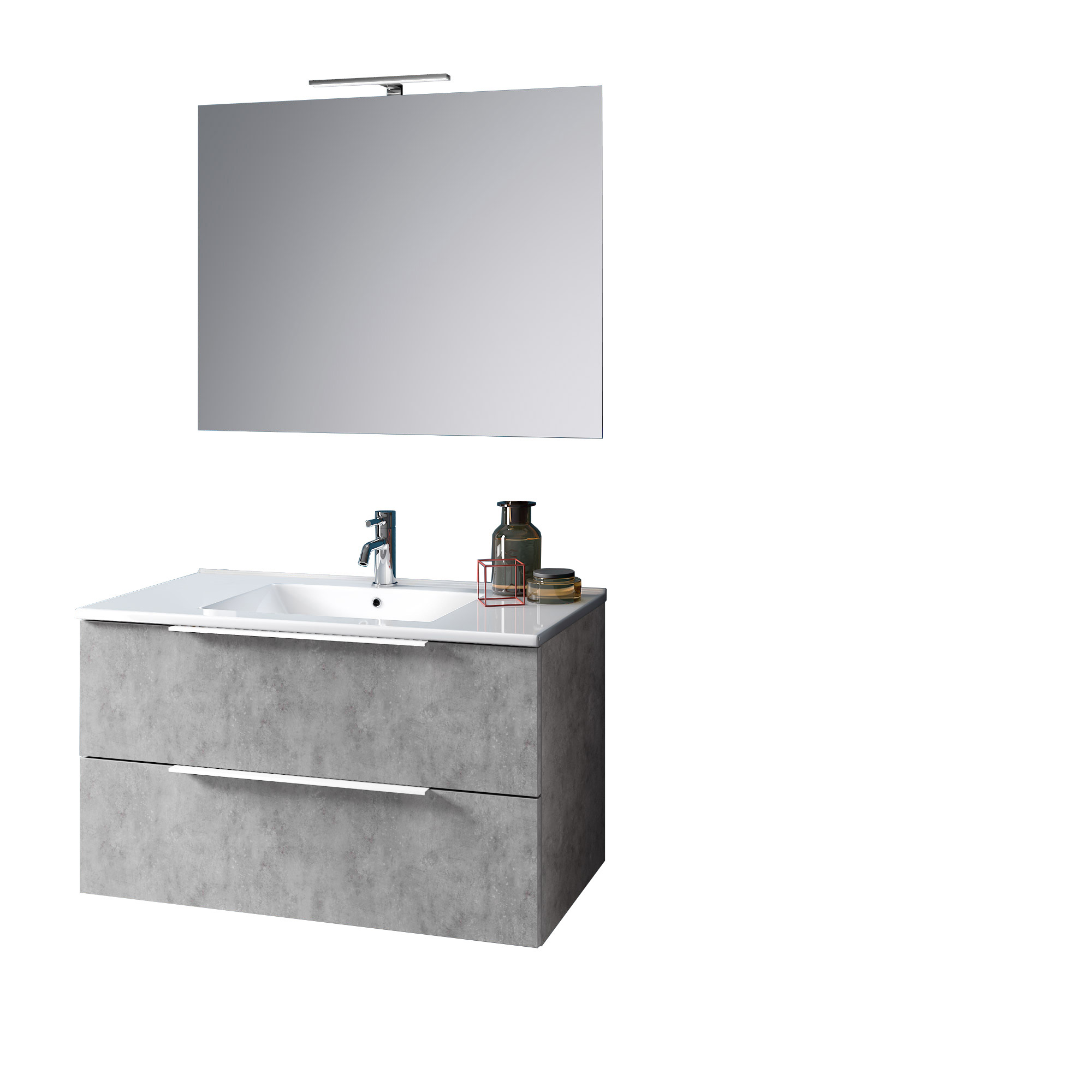 Image of Mobile bagno composizione 4 pezzi L.101 P.46,5 H.190 cm LARISSA colore cemento