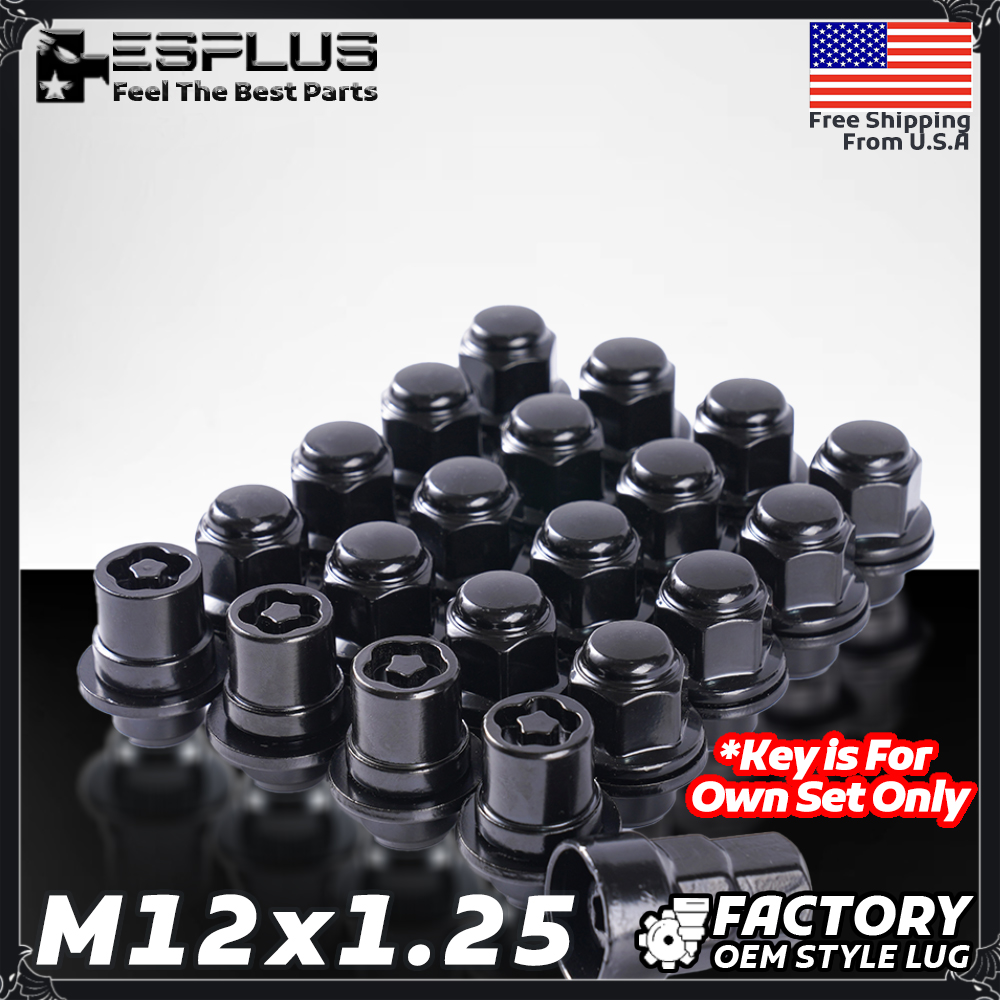 4-Pack Wheel Locks With Key - M12x1.25 Thread, 1.90" Long, Chrome Bulge Acorn Style, Fits Nissan Titan (Non-XD) Trucks