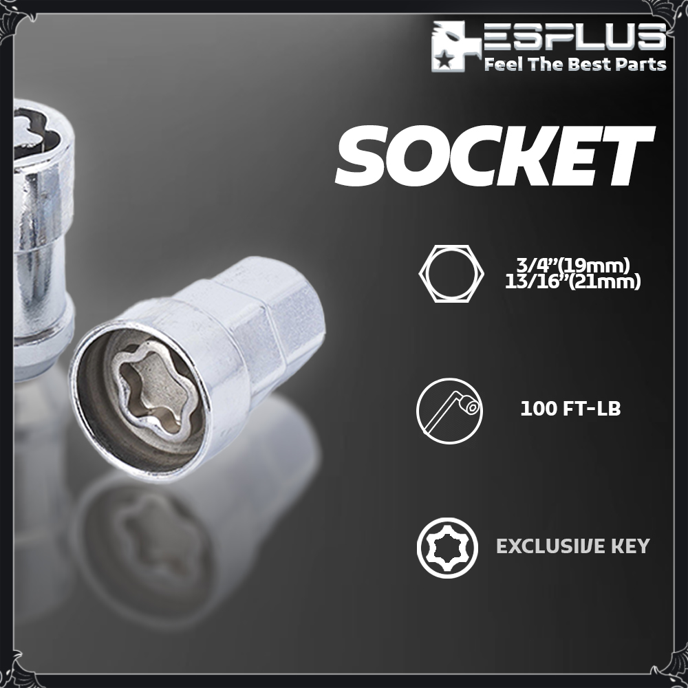 4 Pc Cadillac Wheel Lock W Key M14x1.5 Chrome Fit Escalande