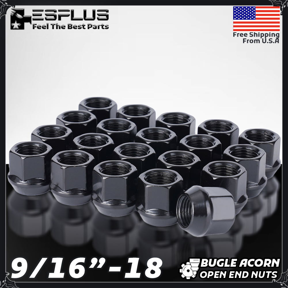 32x Black 9/16-18 Wheel Open-End Lug Nut Fit Ford E-150 E-250 E