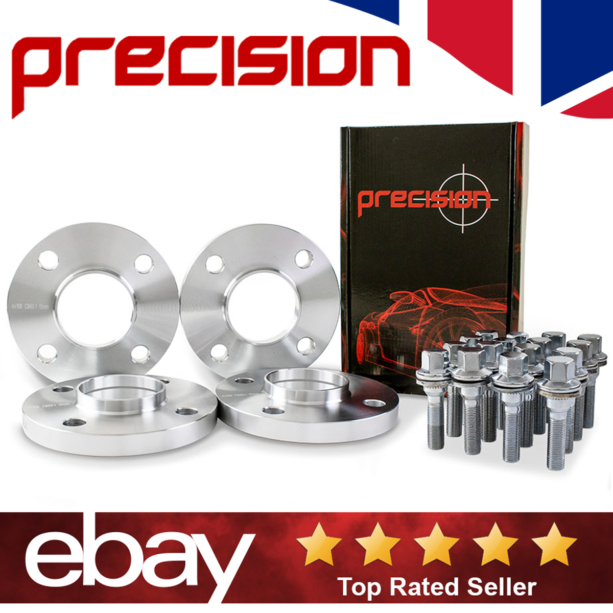 Precision Wheel Spacers 15mm & Bolts Hubcentric For Peugeot Alloys -2 Pairs