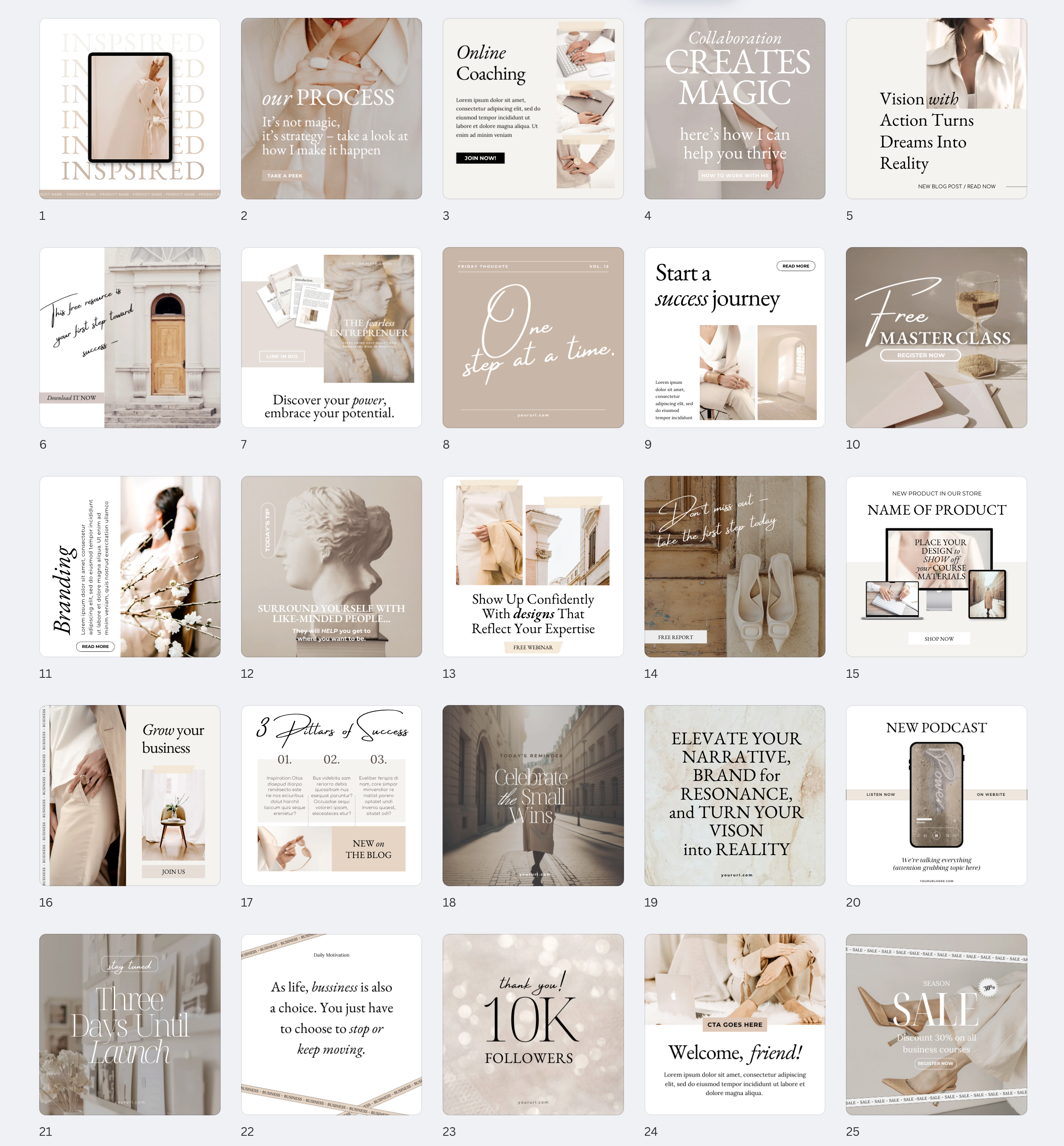 Stylique Design Theme Classique Vogue Bonus Kajabi Canva Instagram Square Format Template
